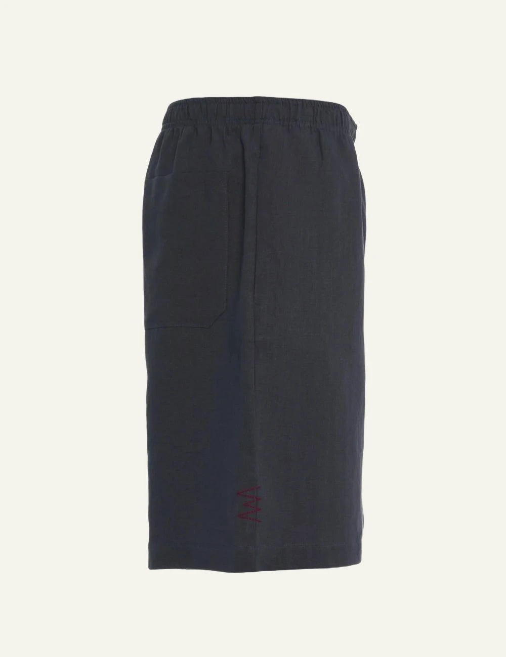 Amaranto navy linen shorts side view