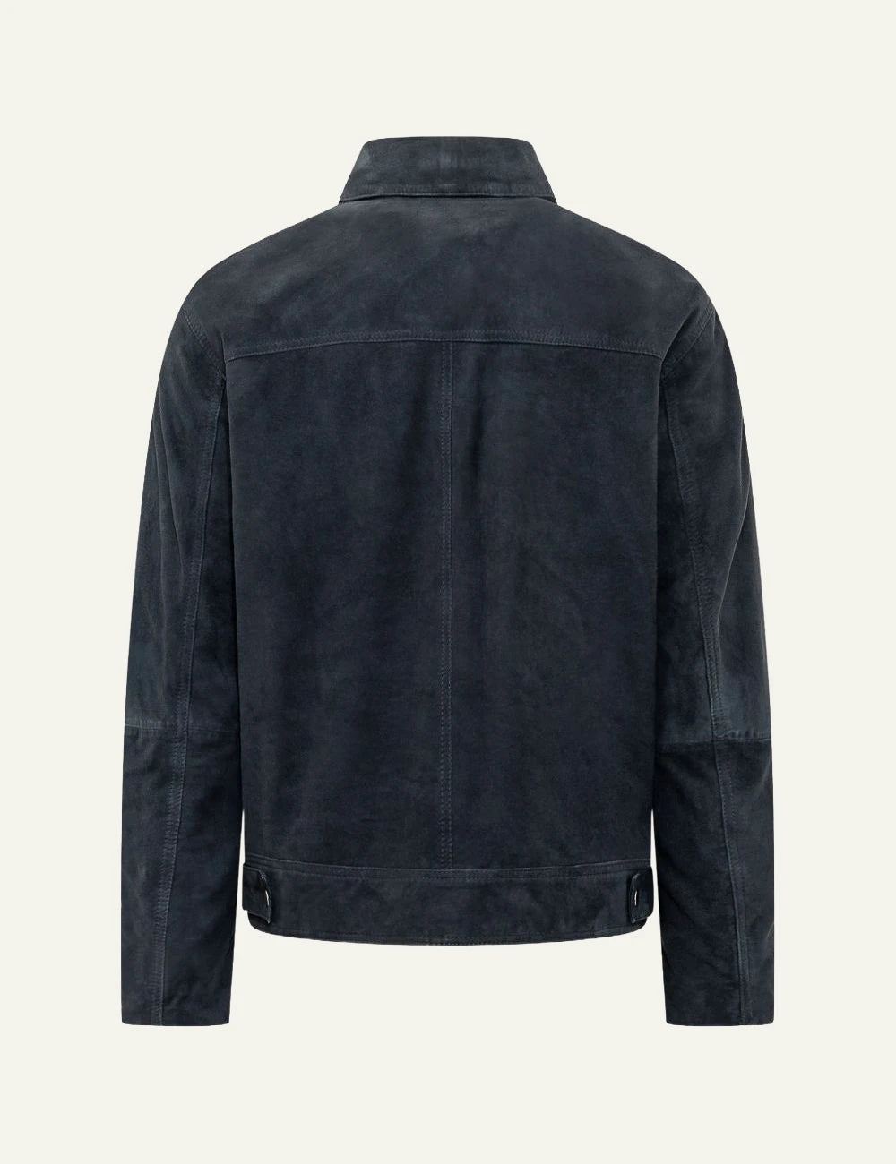 Amaranto navy suede leather jacket back view