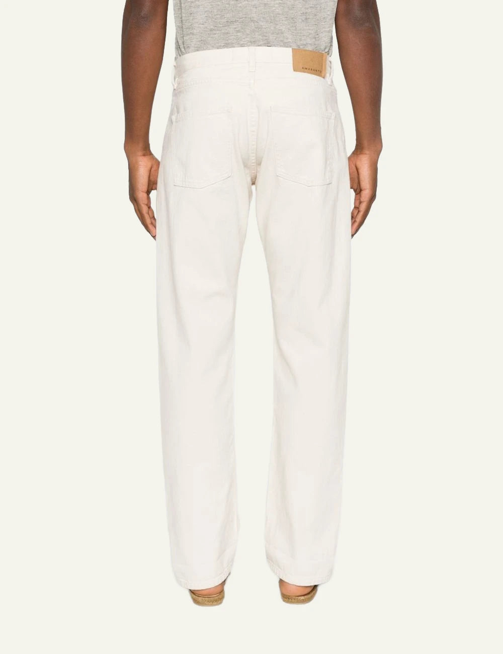 Amaranto off white cotton pants back view