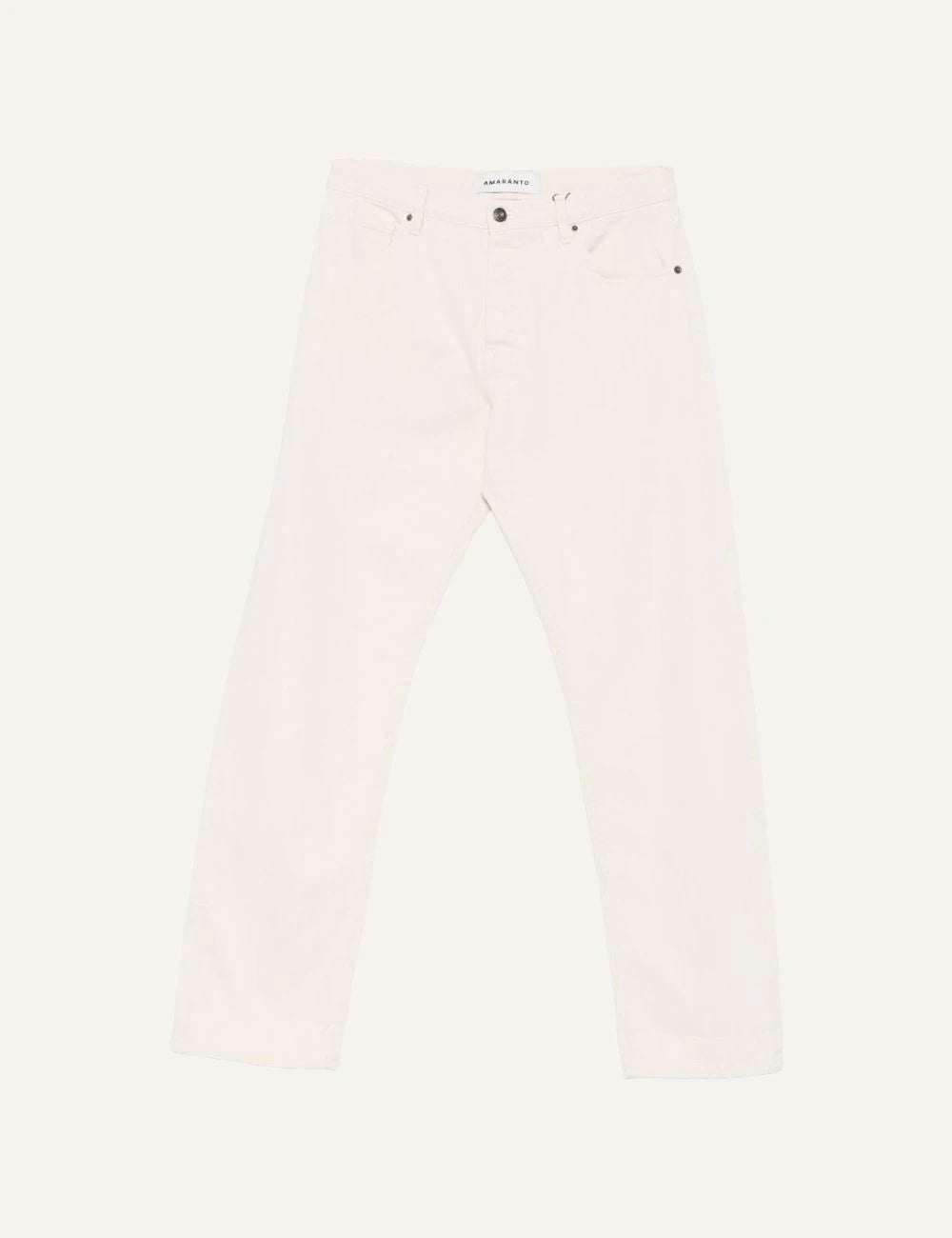 Amaranto off white cotton pants front view
