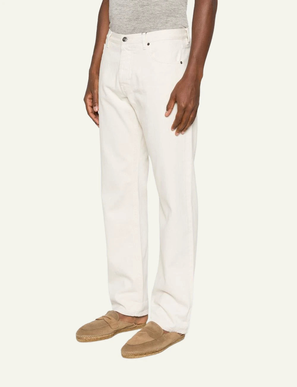 Amaranto off white cotton pants side view