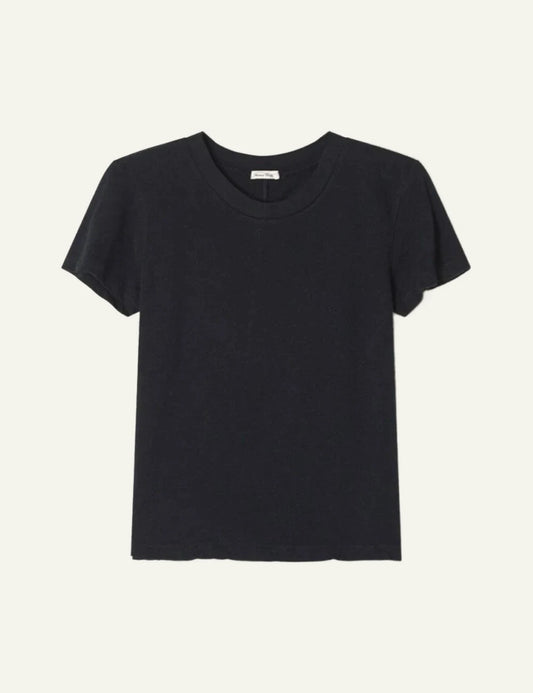 american vintage basic t-shirt black short sleeve crewneck front flat view