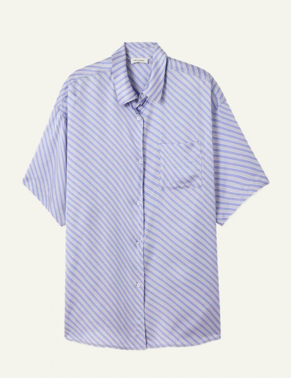 American Vintage Bovalow shirt blue stripe short sleeve loose fit button front