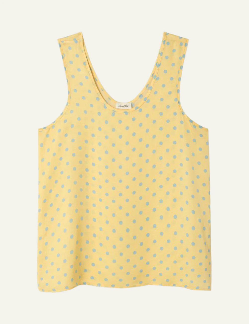 American Vintage Bovalow top yellow polka dot sleeveless loose fit u neck front