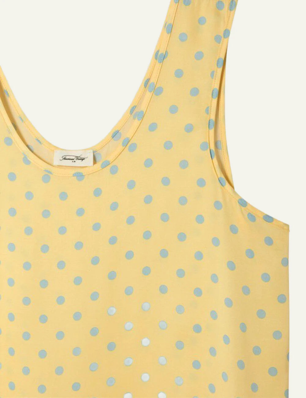 American Vintage Bovalow top yellow polka dot sleeveless loose fit u neck front detail