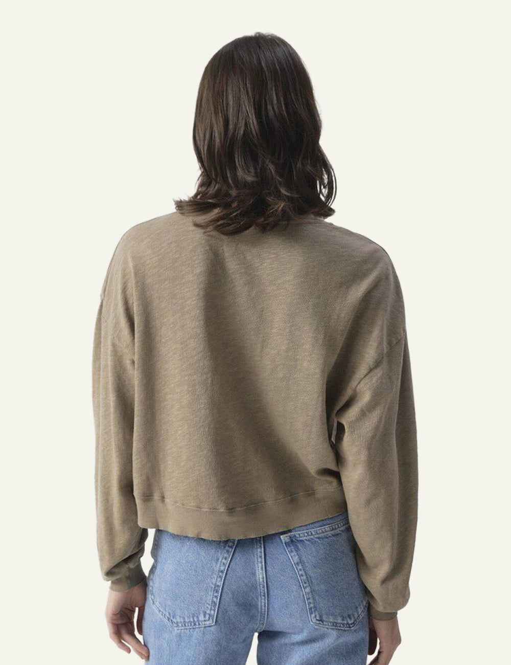 American Vintage cropped sweatshirt beige long sleeve back view