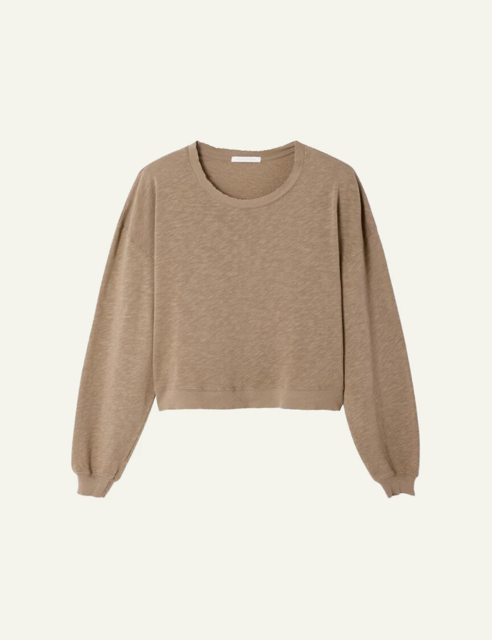 American Vintage cropped sweatshirt beige long sleeve front flat view