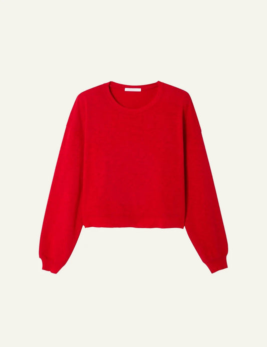 american vintage cropped sweatshirt red long sleeve front flat view