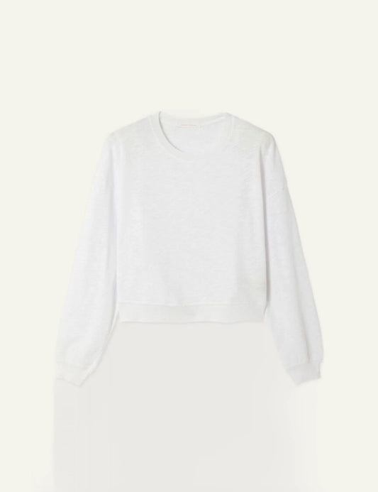 American Vintage cropped sweatshirt white long sleeve front flat view