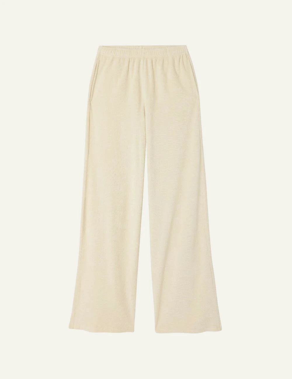 American Vintage Fuxow pants ecru loose fit straight leg terry elastic waist front