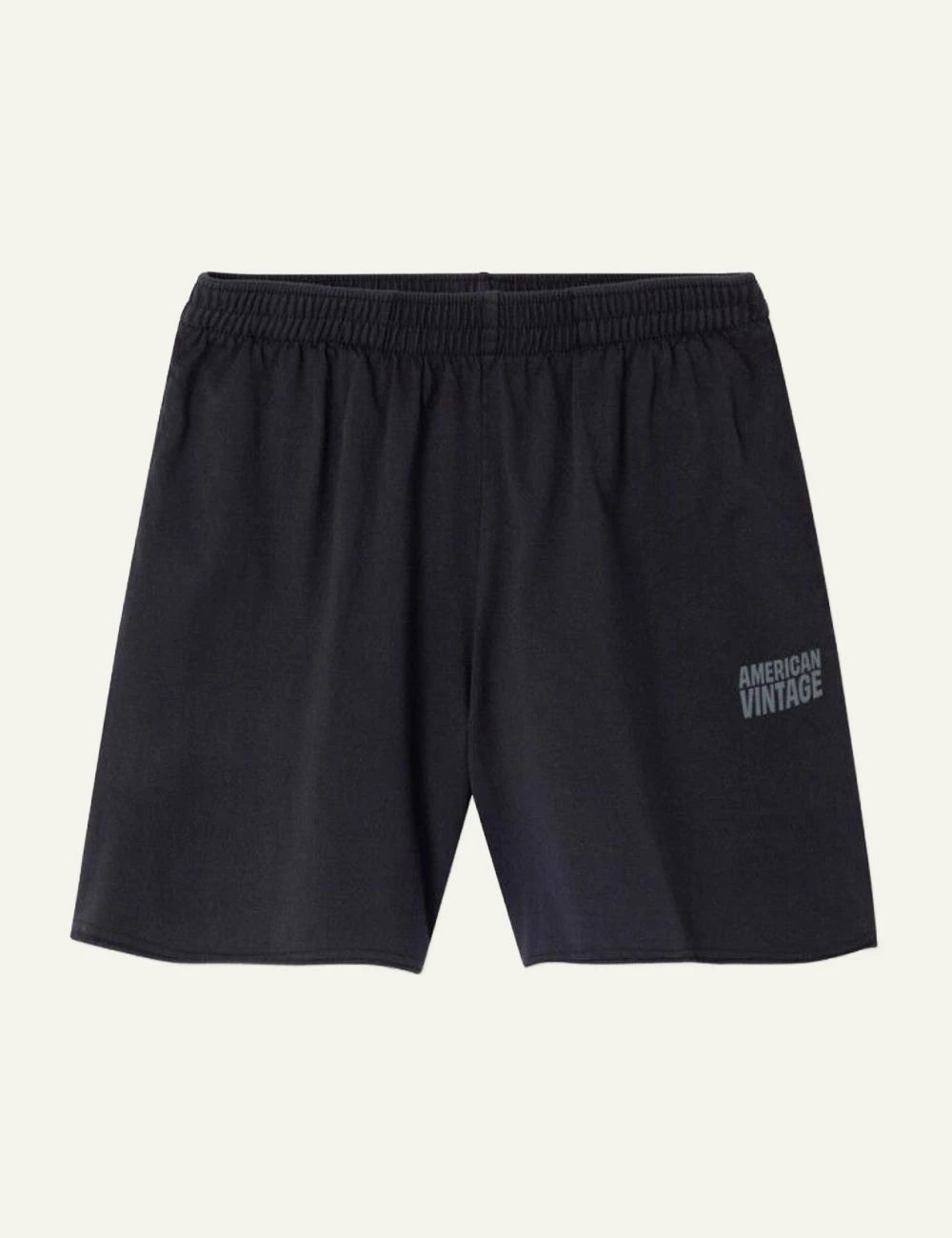 American Vintage Gixy shorts black cotton elastic waist logo front
