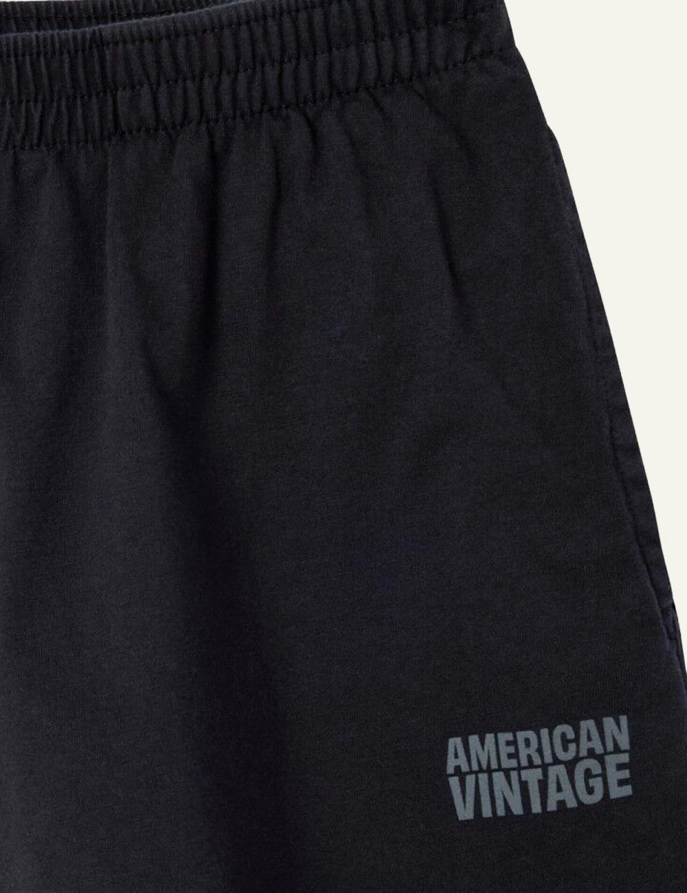 American Vintage Gixy shorts black cotton elastic waist logo front detail
