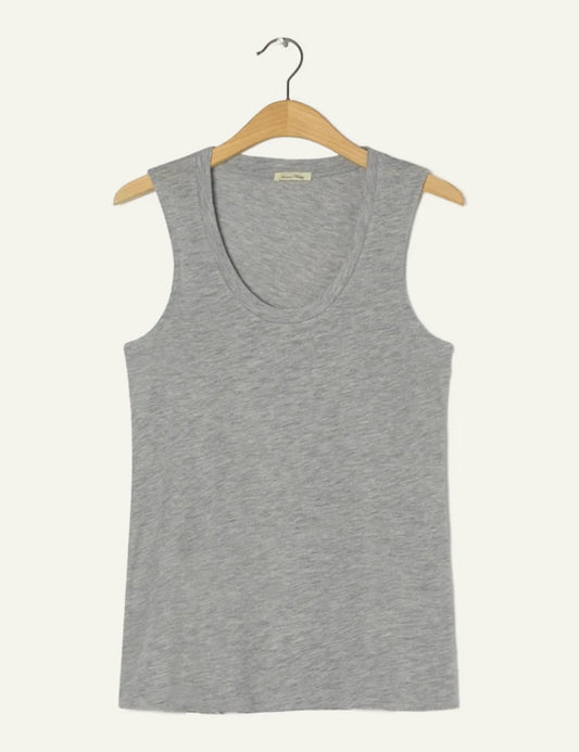 american vintage grey tank top scoop neck sleeveless front flat view