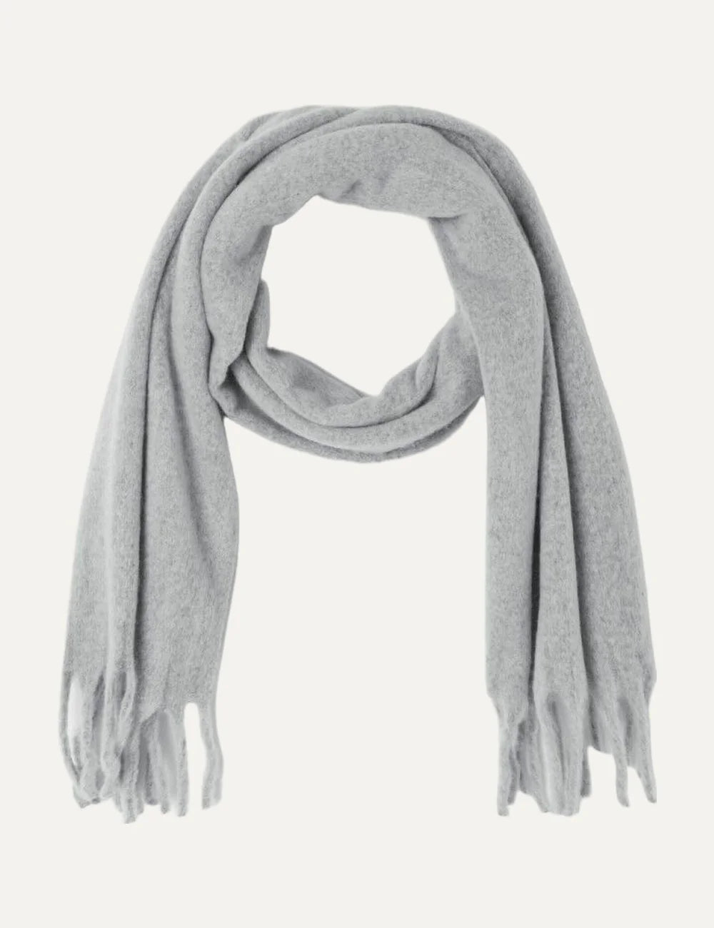 American Vintage light grey melange fringed scarf