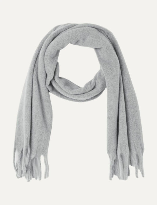 American Vintage light grey melange fringed scarf