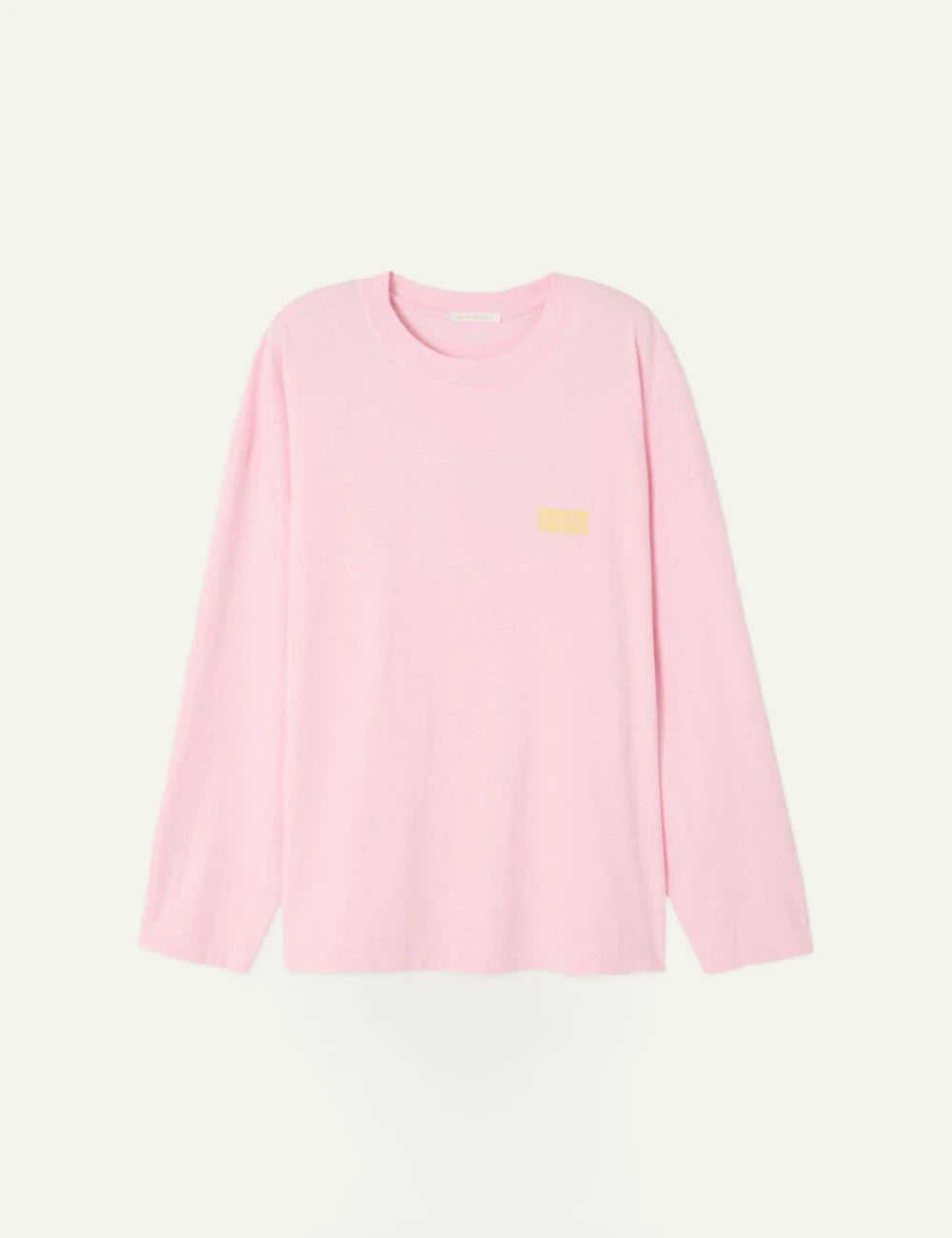 american vintage long sleeve t-shirt pink relaxed front logo front flat view