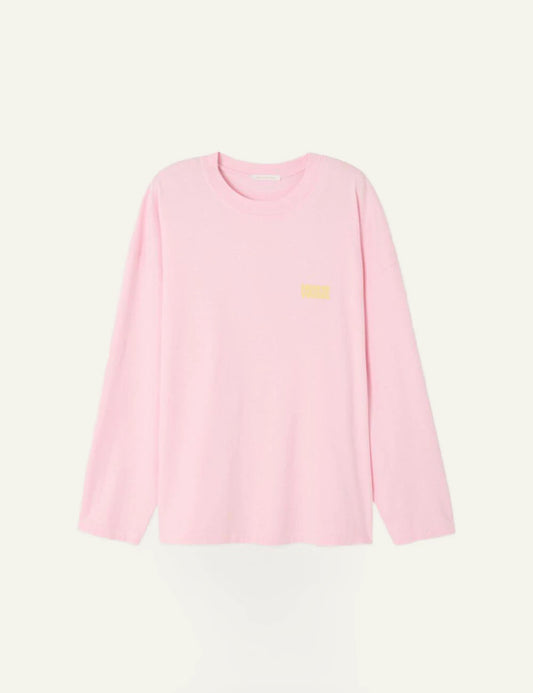 american vintage long sleeve t-shirt pink relaxed front logo front flat view