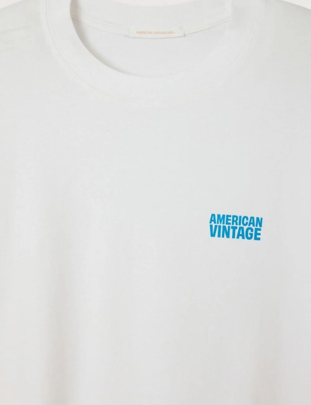 american vintage long sleeve t-shirt white relaxed front logo detail view
