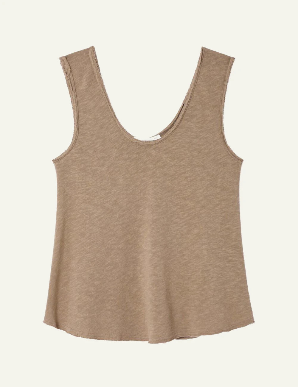 American Vintage tank top beige sleeveless front flat view