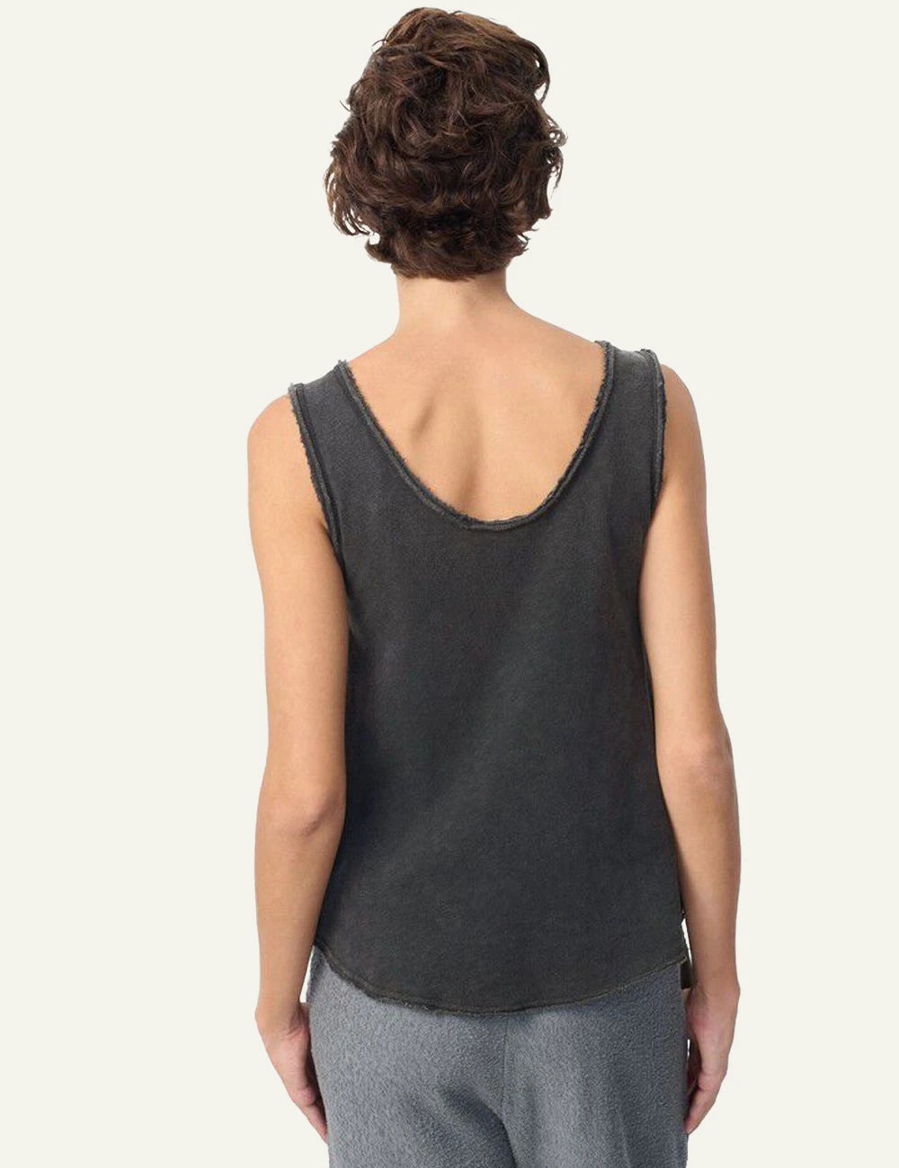 American Vintage tank top dark charcoal sleeveless back view