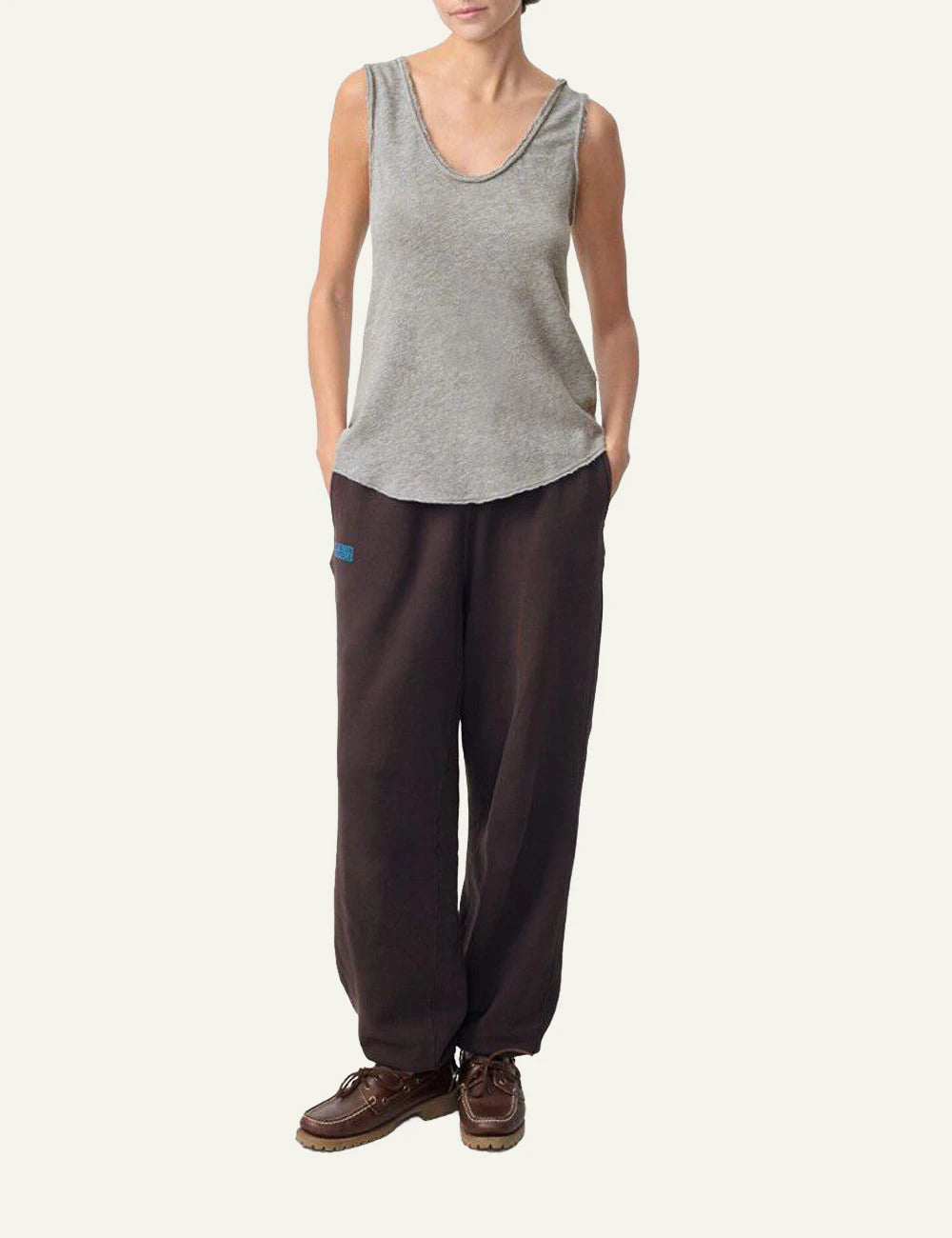 American Vintage tank top grey sleeveless front full body view