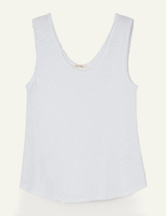 American Vintage tank top white sleeveless front flat view