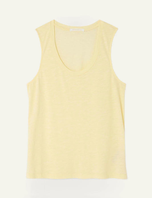 american vintage tank top yellow scoop neck sleeveless front flat view