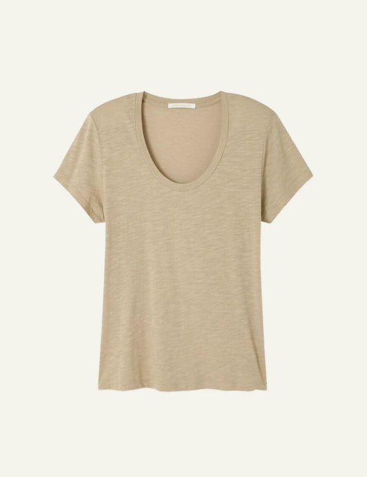 American Vintage t-shirt beige scoop neck short sleeve front flat view