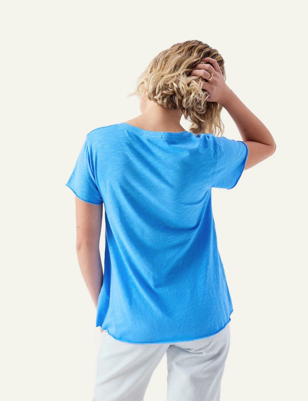 American Vintage t-shirt blue v-neck short sleeve back view