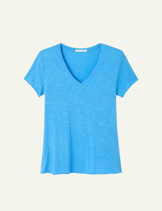 American Vintage t-shirt blue v-neck short sleeve front flat view