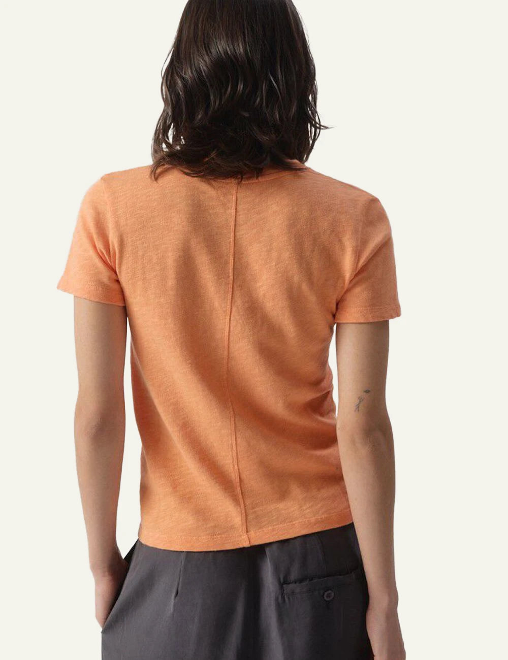 American Vintage t-shirt bright orange short sleeve back view