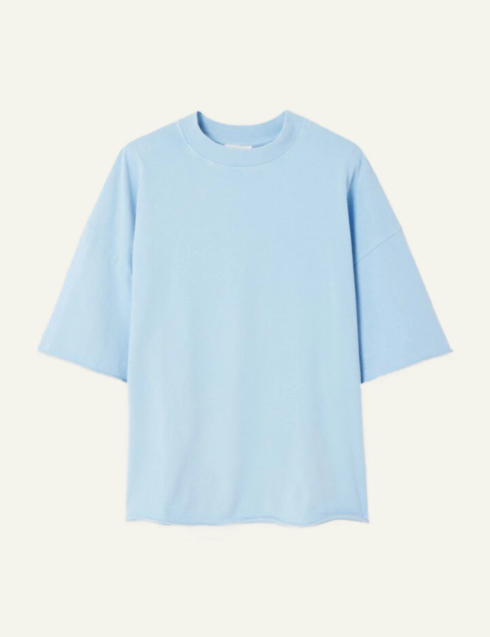 american vintage t-shirt light blue oversized short sleeve front flat view