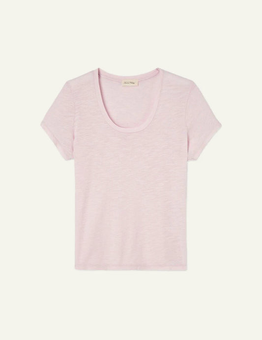 American Vintage t-shirt light pink scoop neck short sleeve front flat view
