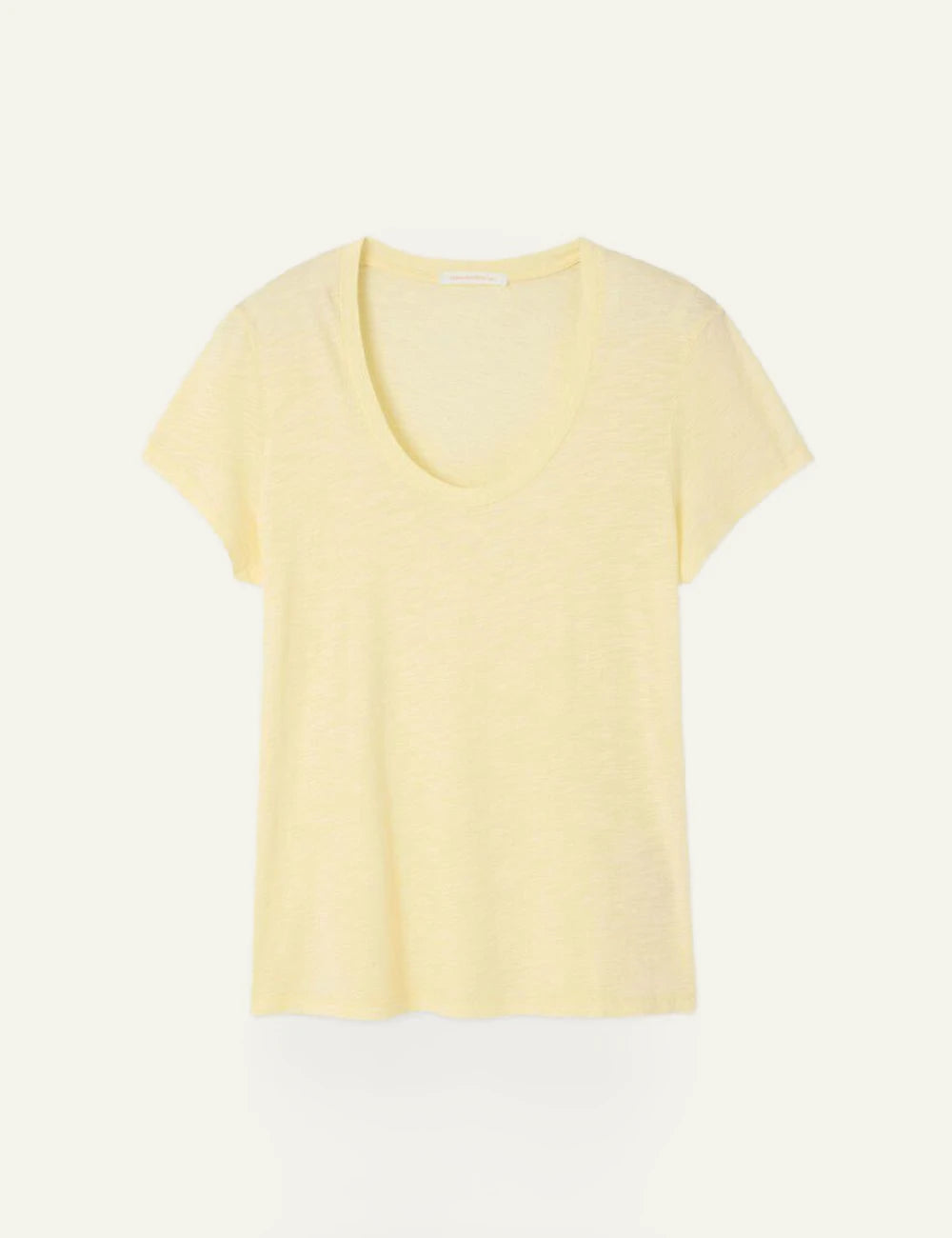 American Vintage t-shirt light yellow scoop neck short sleeve front flat view