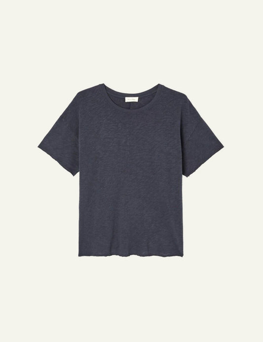 american vintage t-shirt navy short sleeve slub cotton relaxed front flat view