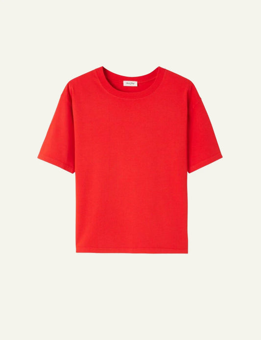 american vintage t-shirt red crew neck short sleeve front flat view