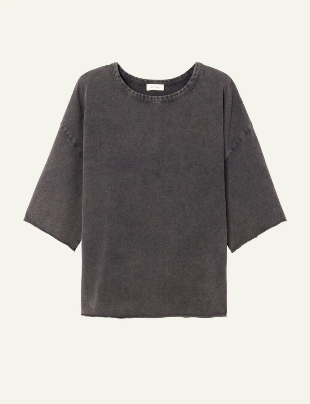american vintage t-shirt washed dark grey oversized short sleeve front flat view