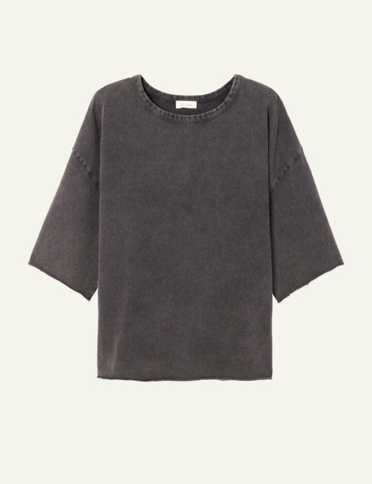 american vintage t-shirt washed dark grey oversized short sleeve front flat view