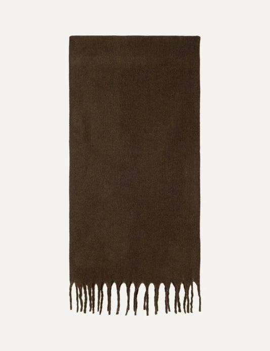 American Vintage unisex dark brown soft fringed scarf