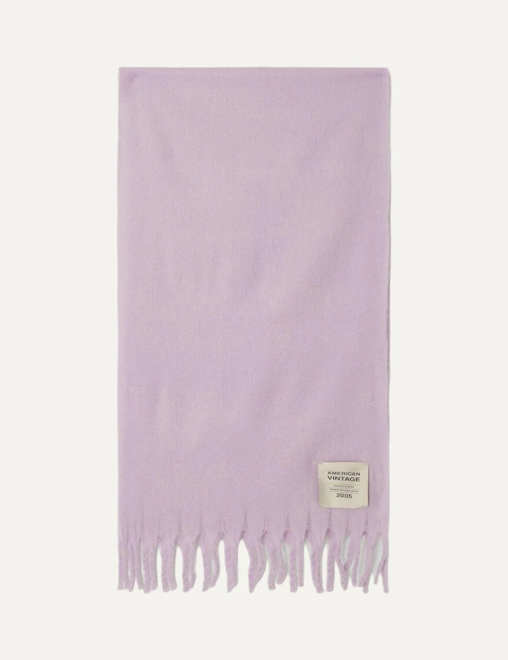 American Vintage unisex light lilac soft fringed scarf