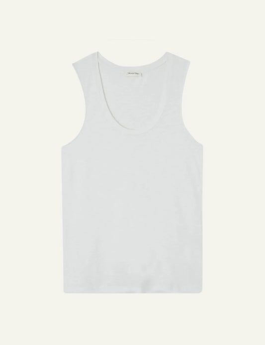 american vintage white tank top scoop neck sleeveless front