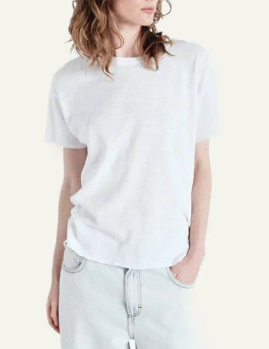 american vintage white t-shirt relaxed fit worn look front model view