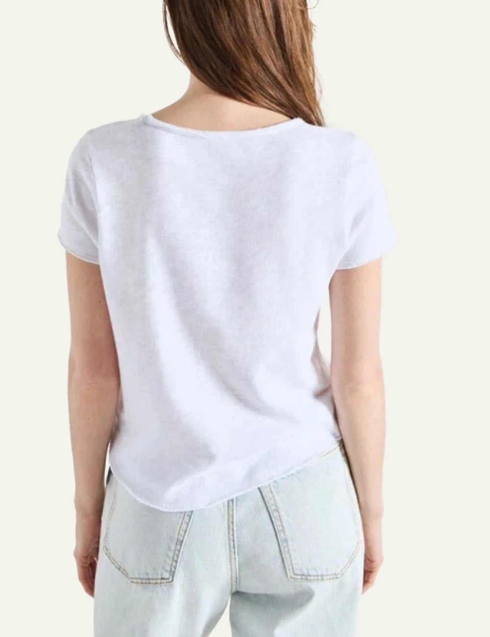 american vintage white v-neck t-shirt short sleeve back view