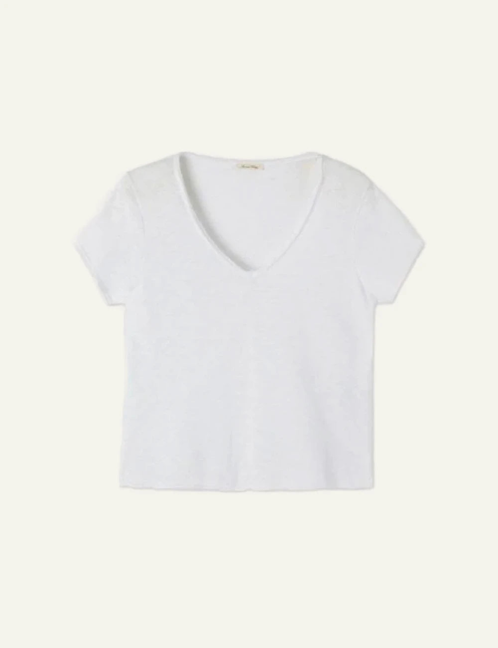 american vintage white v-neck t-shirt short sleeve front flat view