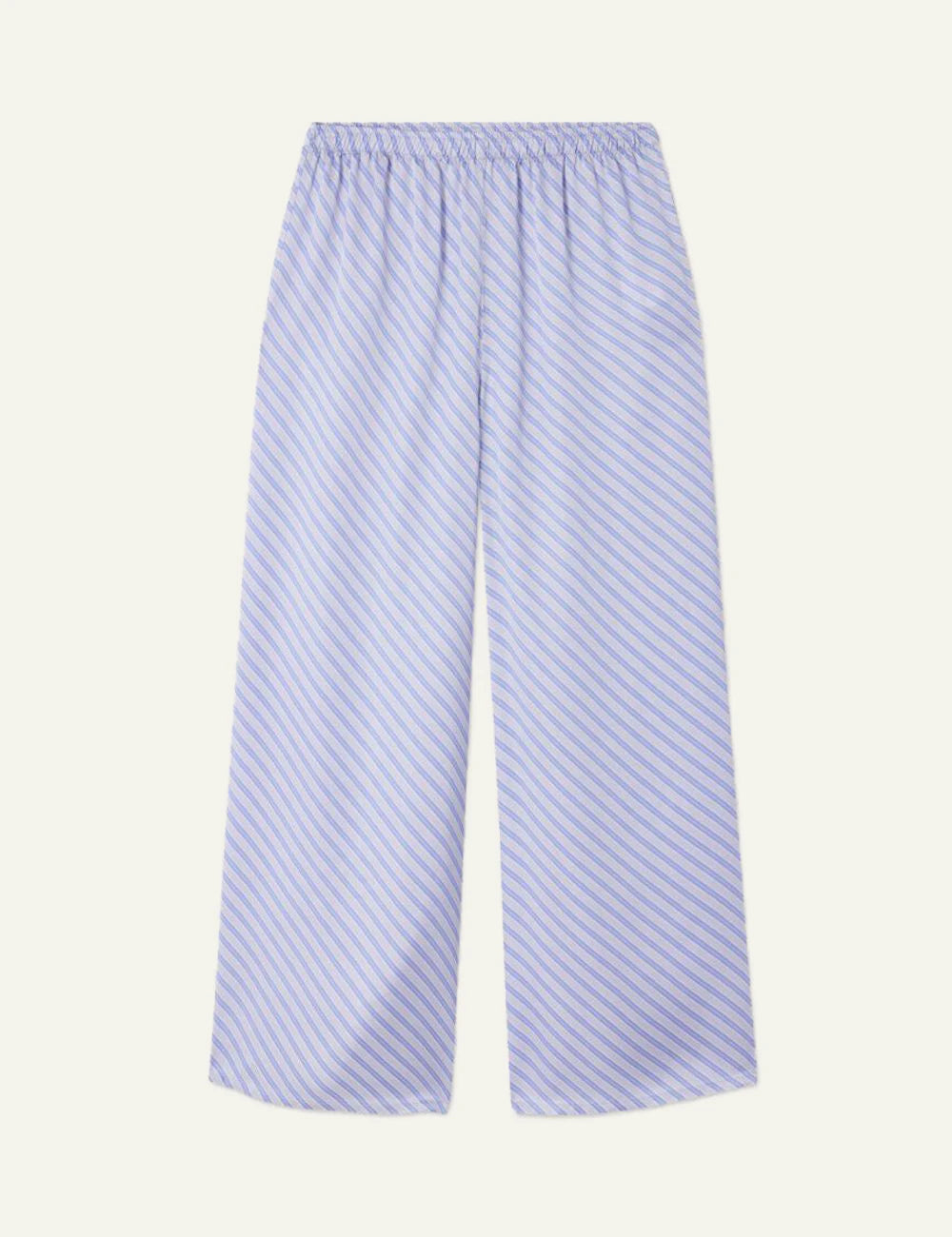 american vintage wide leg pants blue stripe elastic waist front flat view