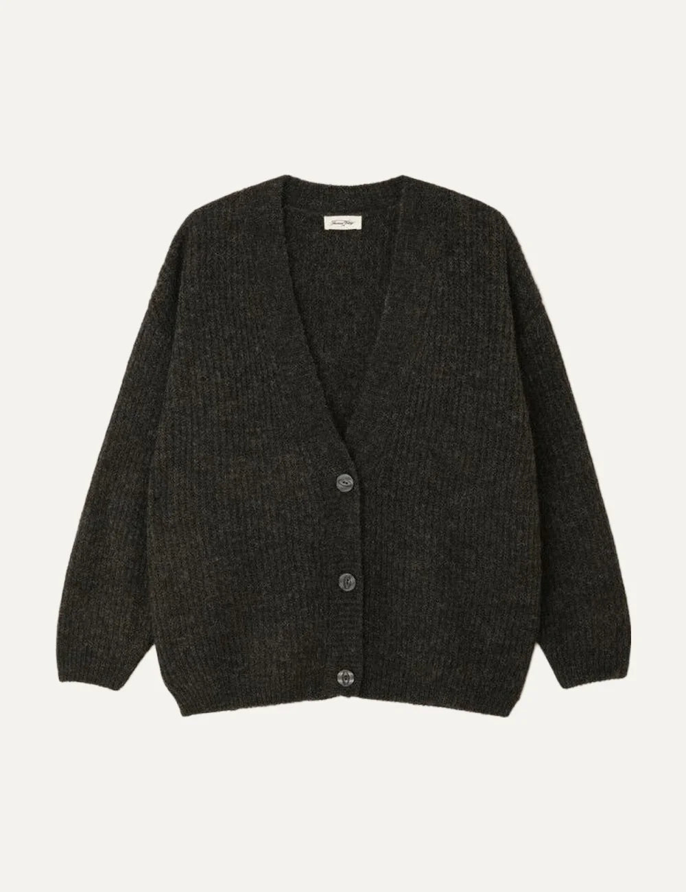 American Vintage women's anthracite grey melange wool alpaca knit cardigan