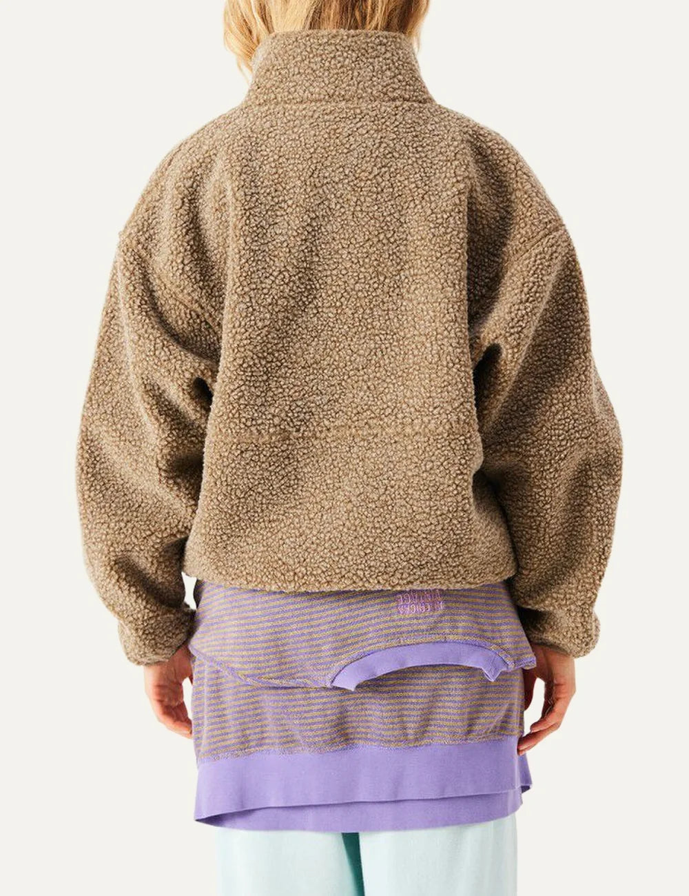 American Vintage women's beige shearling-effect zip jacket back