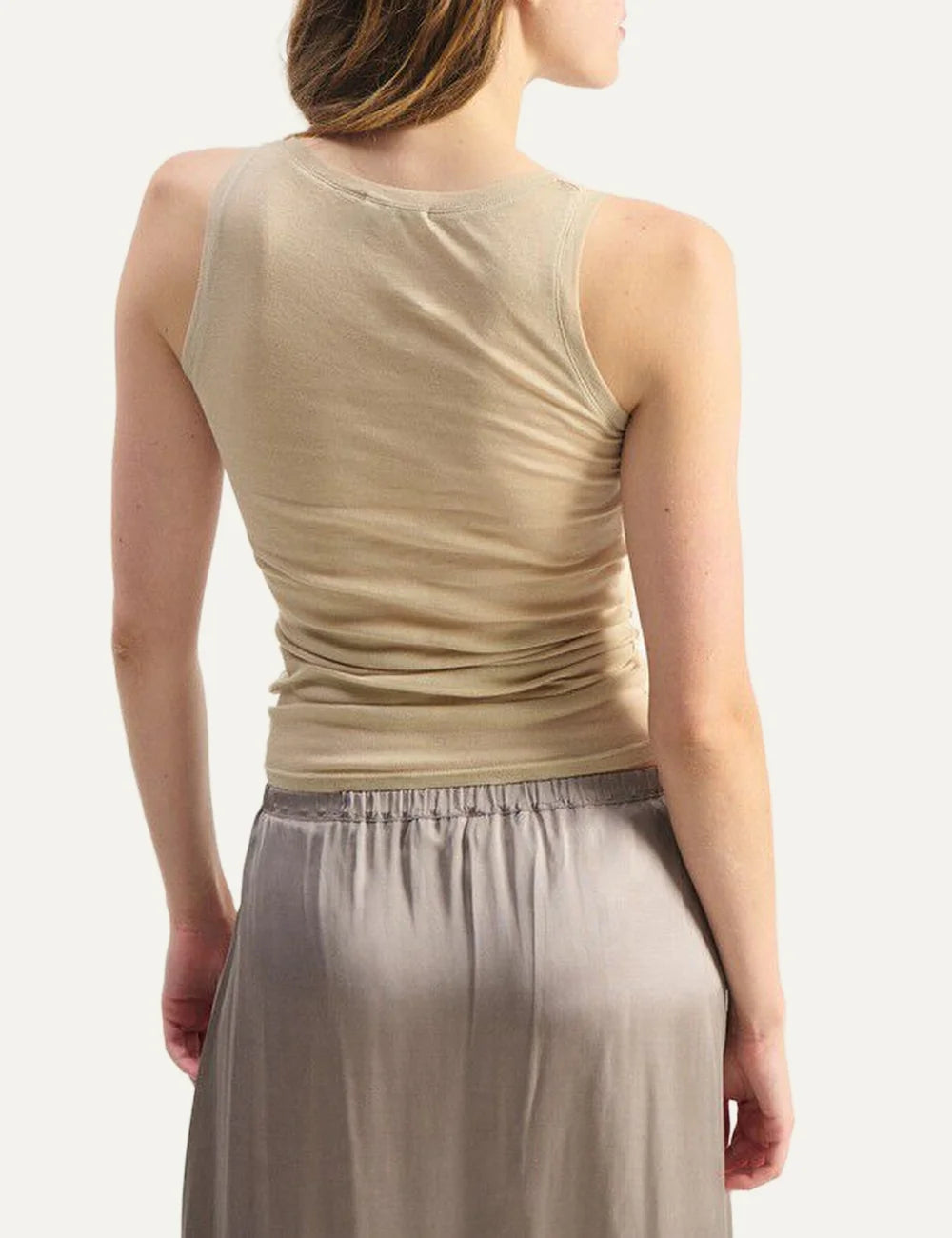 American Vintage women's beige Supima cotton tank top back