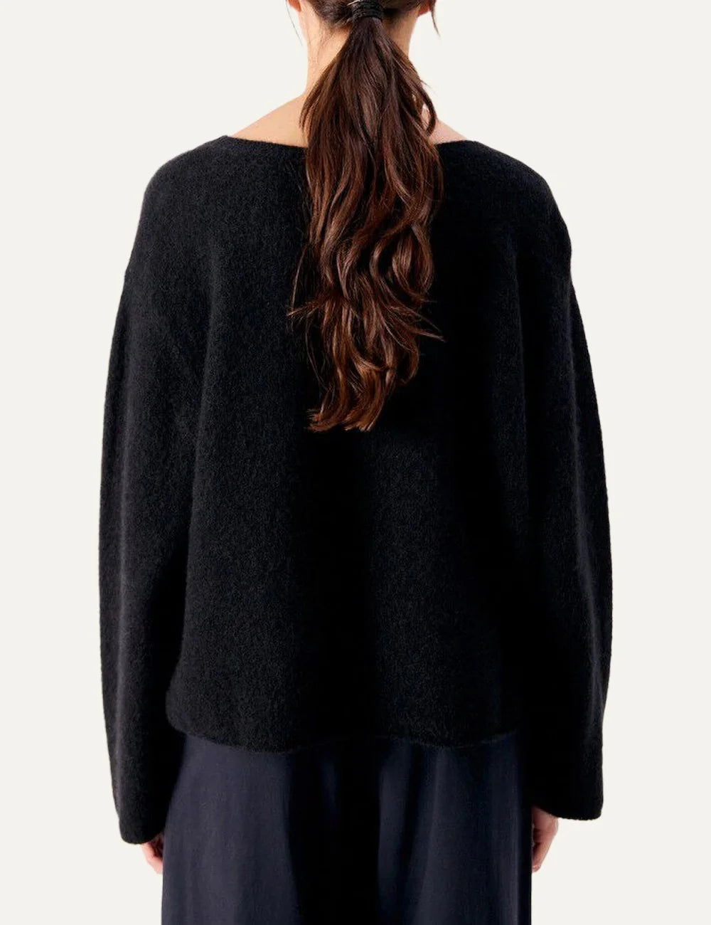 American Vintage women's black fluffy knit boxy jumper back