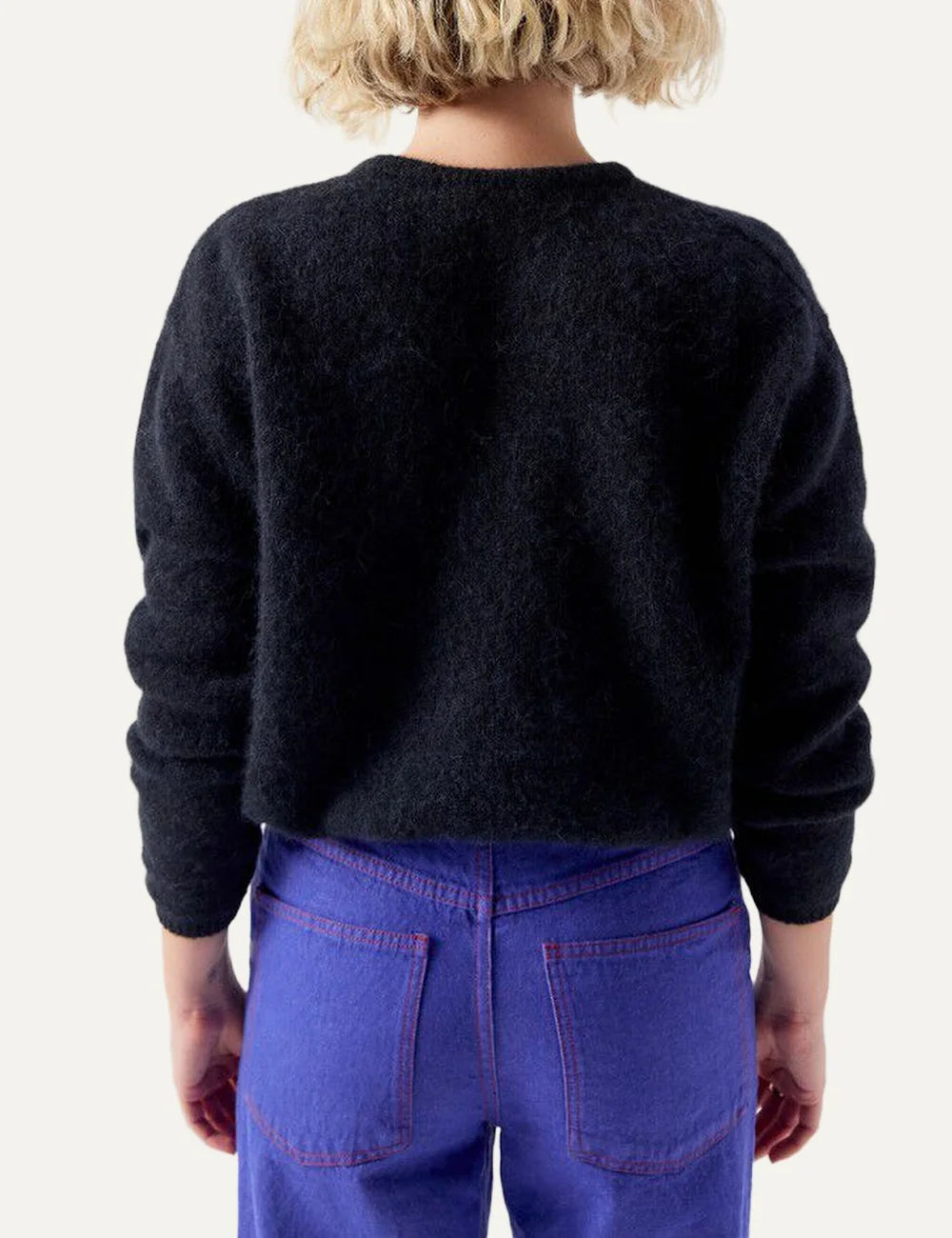 American Vintage women's black fluffy knit cardigan back